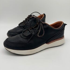 Tsubo Senshi Low Black Leather Lace Up Sneaker Size 10.5